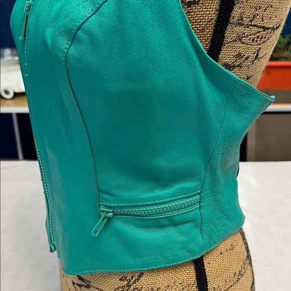 VINTAGE WILSONS LEATHER HALTER TOP CORSET TURQUOISE SIZE LARGE - Picture 2 of 16
